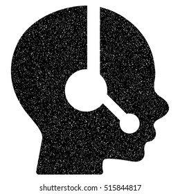 Operator grainy textured icon for overlay watermark stamps. Flat symbol with dust texture. Dotted vector black ink rubber seal stamp with grunge design on a white background.