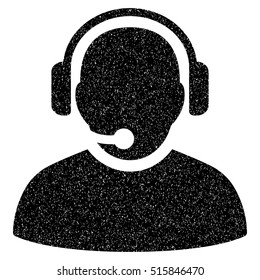 Operator grainy textured icon for overlay watermark stamps. Flat symbol with scratched texture. Dotted vector black ink rubber seal stamp with grunge design on a white background.