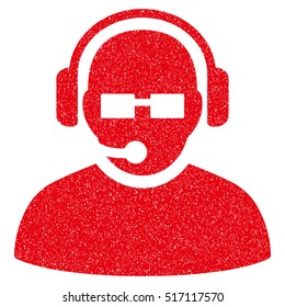 Operator grainy textured icon for overlay watermark stamps. Flat symbol with dirty texture. Dotted vector red ink rubber seal stamp with grunge design on a white background.