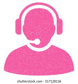 Operator grainy textured icon for overlay watermark stamps. Flat symbol with scratched texture. Dotted vector pink ink rubber seal stamp with grunge design on a white background.