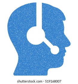 Operator grainy textured icon for overlay watermark stamps. Flat symbol with dust texture. Dotted vector cobalt ink rubber seal stamp with grunge design on a white background.