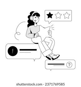 Operator handling service rating, sketchy illustration 
