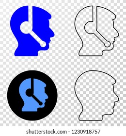 Operator head EPS vector icon with contour, black and colored versions. Illustration style is flat iconic symbol on chess transparent background.