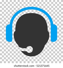 Operator Head icon. Vector pictogram style is a flat bicolor symbol, blue and gray colors, chess transparent background. Designed for software and web interface toolbars and menus.