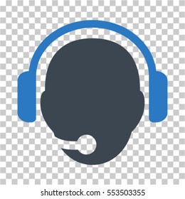 Operator Head icon. Vector pictogram style is a flat bicolor symbol, smooth blue colors, chess transparent background. Designed for software and web interface toolbars and menus.