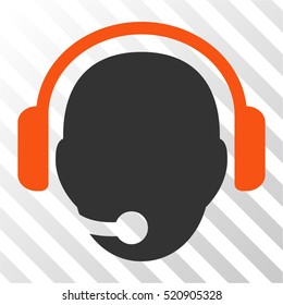 Operator Head vector icon. Illustration style is flat iconic bicolor orange and gray symbol on a hatch transparent background.