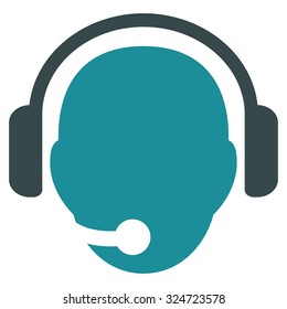 Operator Head vector icon. Style is bicolor flat symbol, soft blue colors, rounded angles, white background.