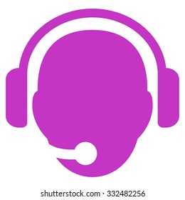 Operator Head vector icon. Style is flat symbol, violet color, rounded angles, white background.