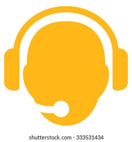 Operator Head vector icon. Style is flat symbol, yellow color, rounded angles, white background.