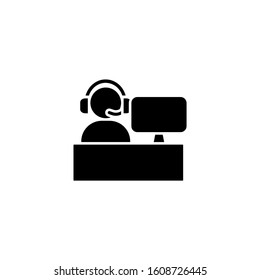 Operator headphone laptop icon. Simple connection sign icons for ui and ux, website or mobile application