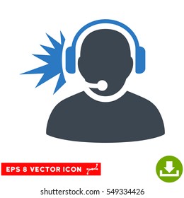 Operator Headphones Signal EPS vector icon. Illustration style is flat iconic bicolor smooth blue symbol on white background.