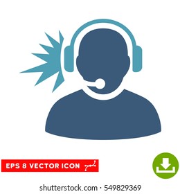 Operator Headphones Signal EPS vector icon. Illustration style is flat iconic bicolor cyan and blue symbol on white background.