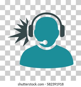 Operator Headphones Signal vector pictogram. Illustration style is a flat iconic bicolor soft blue symbol on a transparent background.