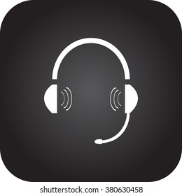 Operator headphones simple icon on colorful square background