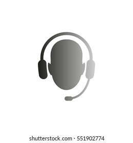 Operator in headset - black vector  icon