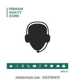 Operator in headset. Call center icon