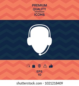 Operator in headset. Call center icon