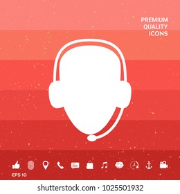 Operator in headset. Call center icon