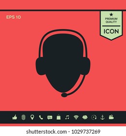 Operator in headset. Call center icon