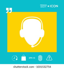 Operator in headset. Call center icon