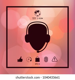 Operator in headset. Call center icon