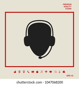 Operator in headset. Call center icon