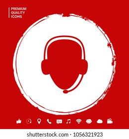 Operator in headset. Call center icon