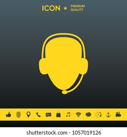 Operator in headset. Call center icon
