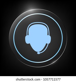 Operator in headset. Call center icon