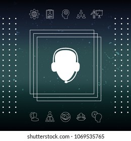 Operator in headset. Call center icon