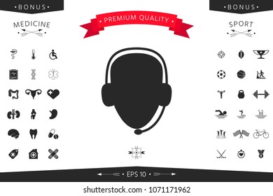 Operator in headset. Call center icon