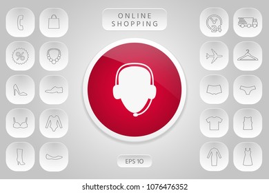 Operator in headset. Call center icon