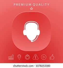 Operator in headset. Call center icon