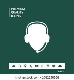 Operator in headset. Call center icon