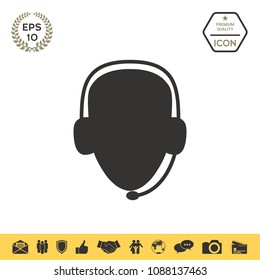 Operator in headset. Call center icon