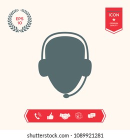 Operator in headset. Call center icon