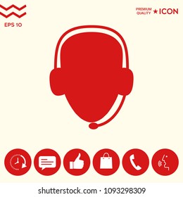 Operator in headset. Call center icon