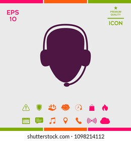 Operator in headset. Call center icon