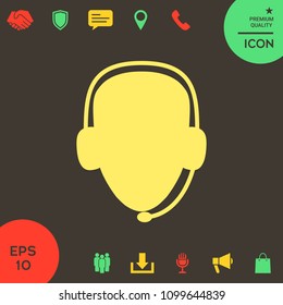 Operator in headset. Call center icon