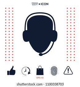 Operator in headset. Call center icon