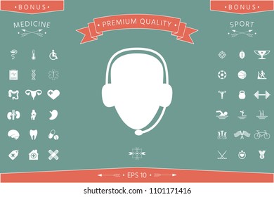 Operator in headset. Call center icon