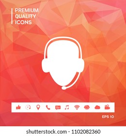 Operator in headset. Call center icon