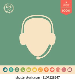 Operator in headset. Call center icon