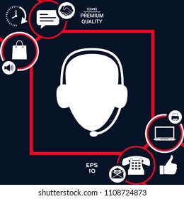 Operator in headset. Call center icon