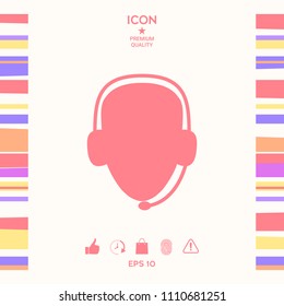 Operator in headset. Call center icon