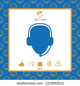 Operator in headset. Call center icon