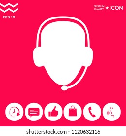 Operator in headset. Call center icon