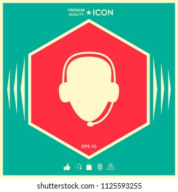 Operator in headset. Call center icon