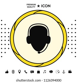 Operator in headset. Call center icon