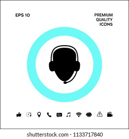 Operator in headset. Call center icon